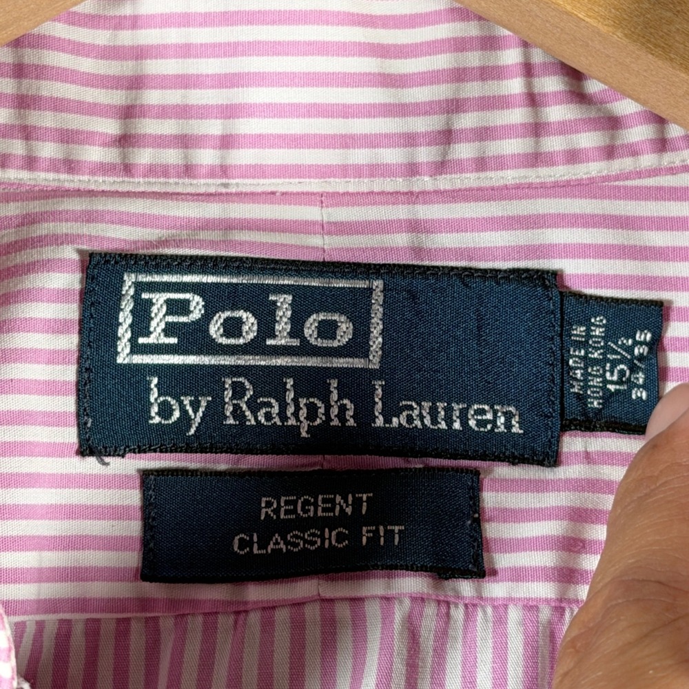 Polo Ralph Lauren Regent Classic Fit Striped Shirt Pink White 15.5 34/35 Mens - Picture 6 of 13